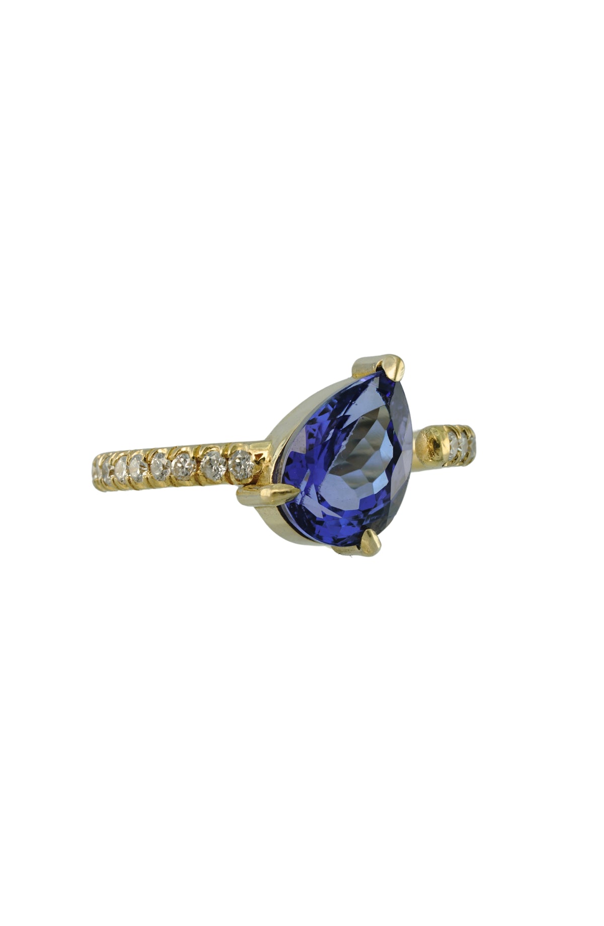 Tanzanite Prong Ring with Diamonds in 18k gold, view 8