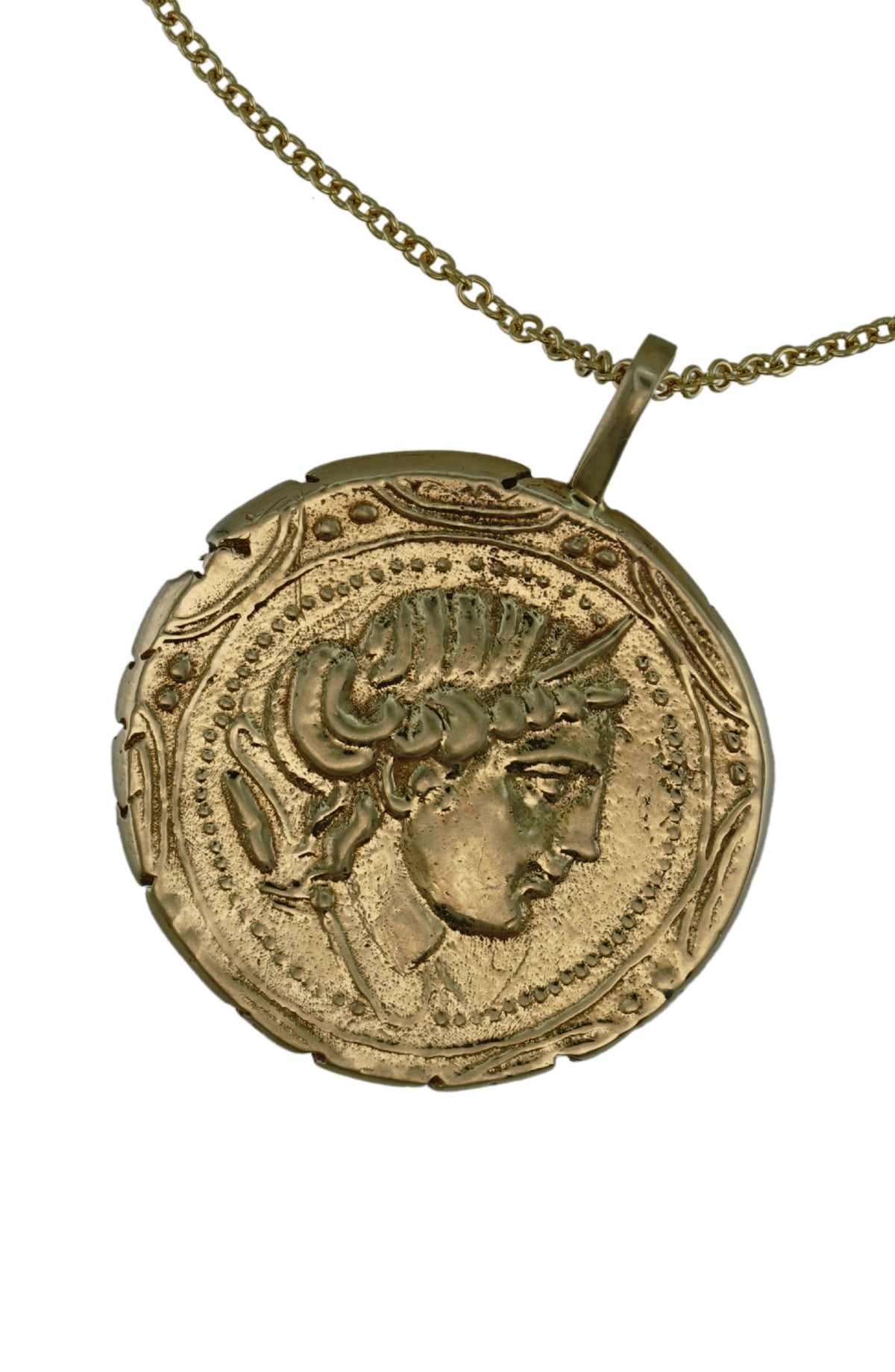Artemis Coin Pendant in 14k gold, view 5