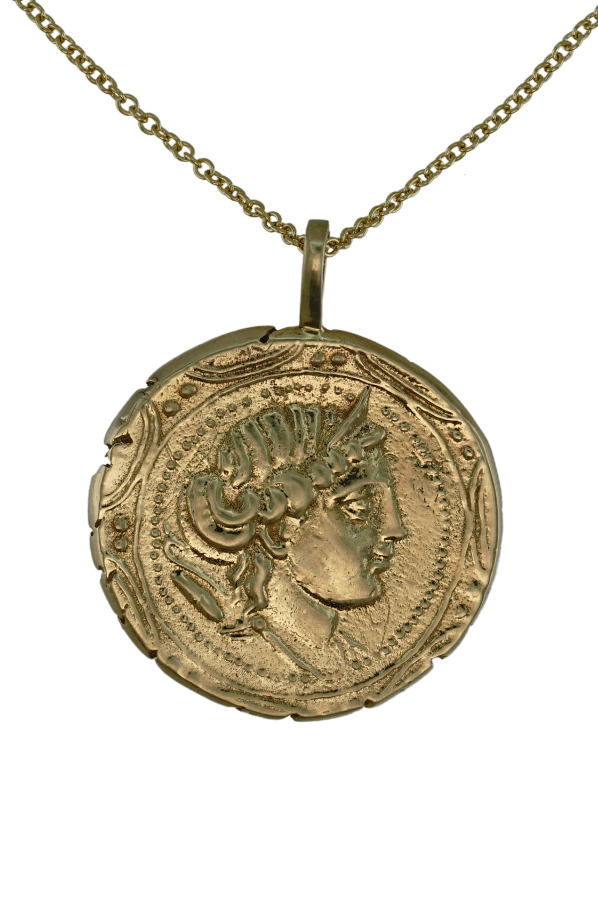 Artemis Coin Pendant in 14k gold, view 6