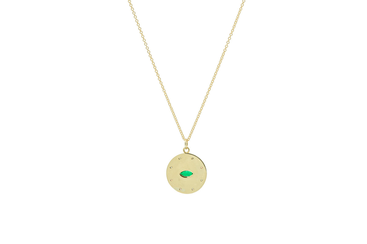 Mati Emerald Medallion Necklace, view 6