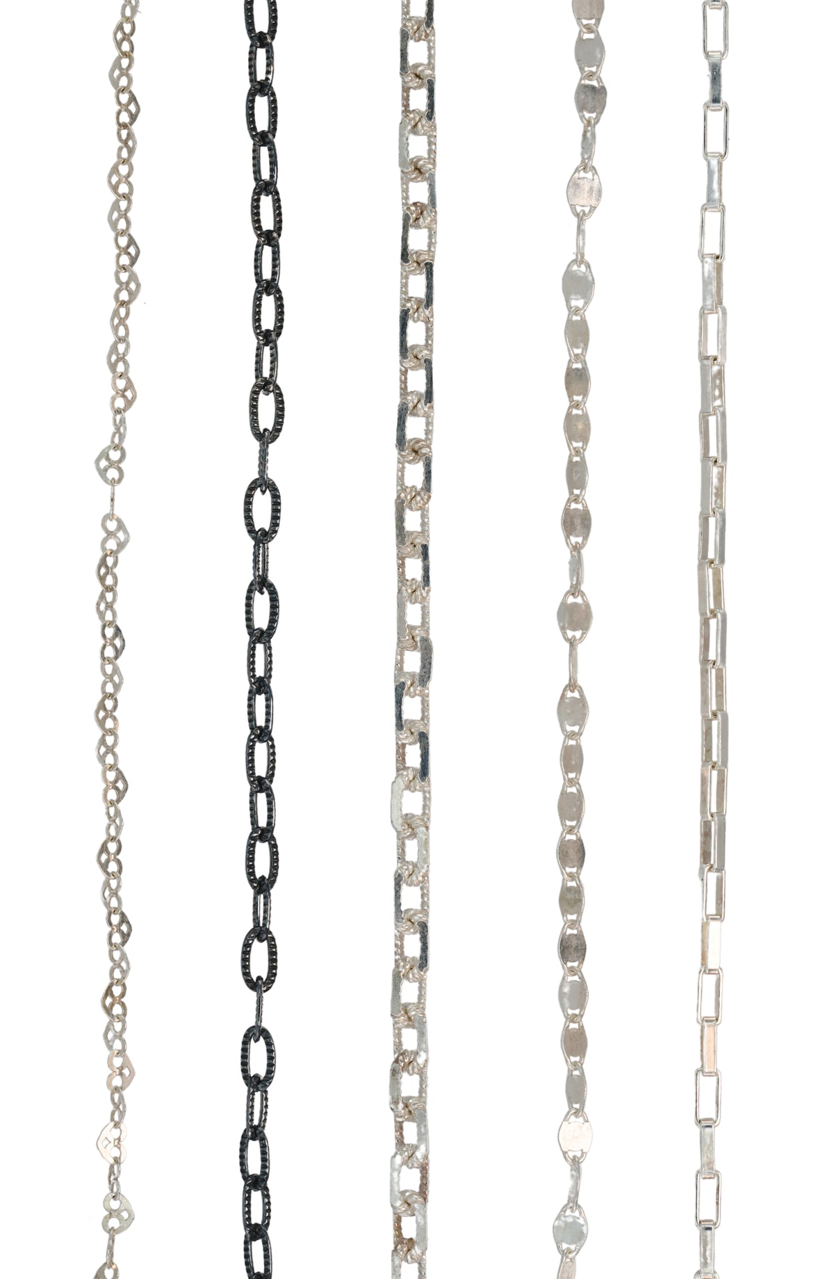 Sparked permanent jewelry chains, sterling silver