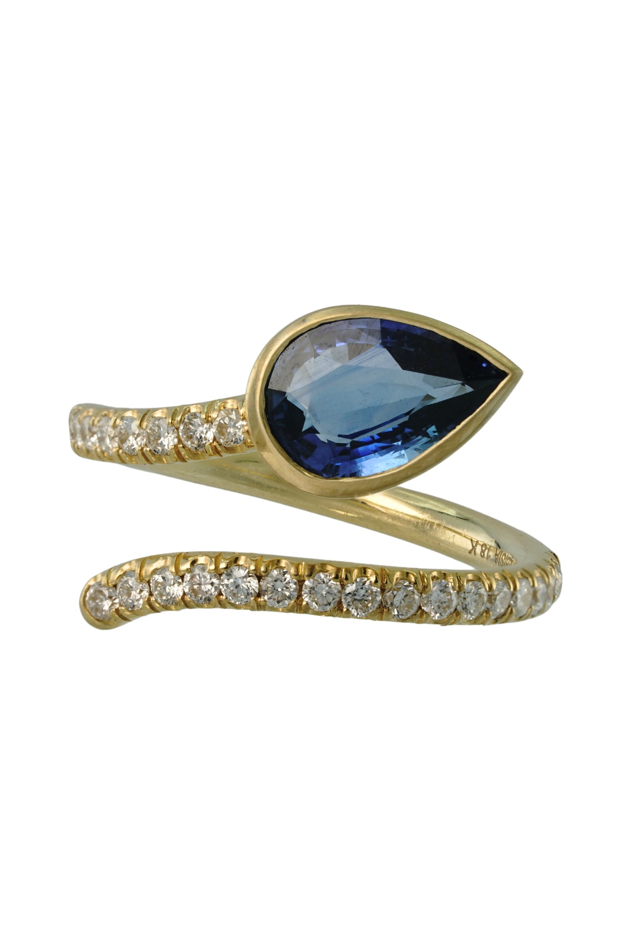 Sapphire Serpent Ring with Diamonds