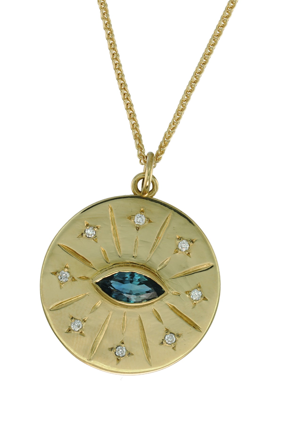 Mati Sapphire Medallion Necklace, view 3