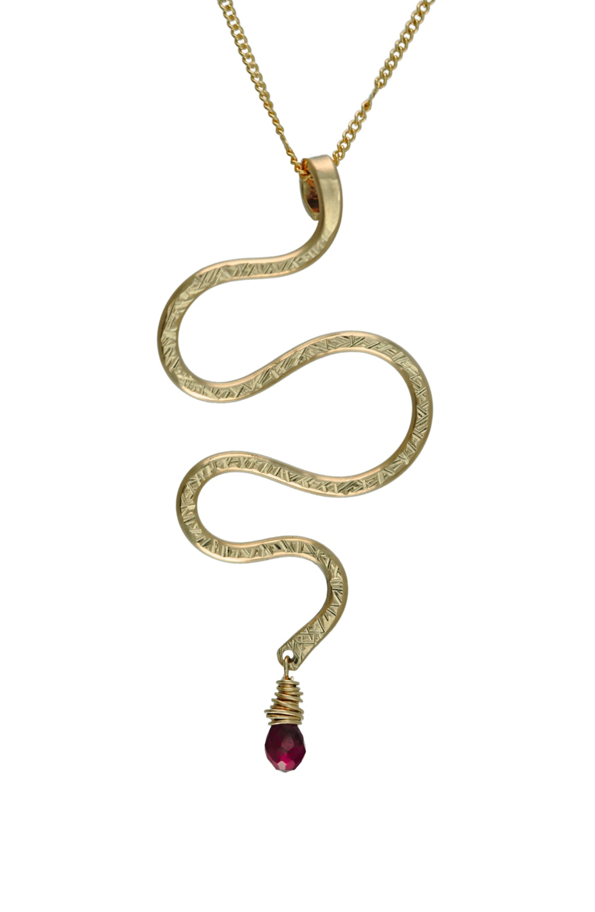 Serpent Necklace with Ruby in 14k gold filled