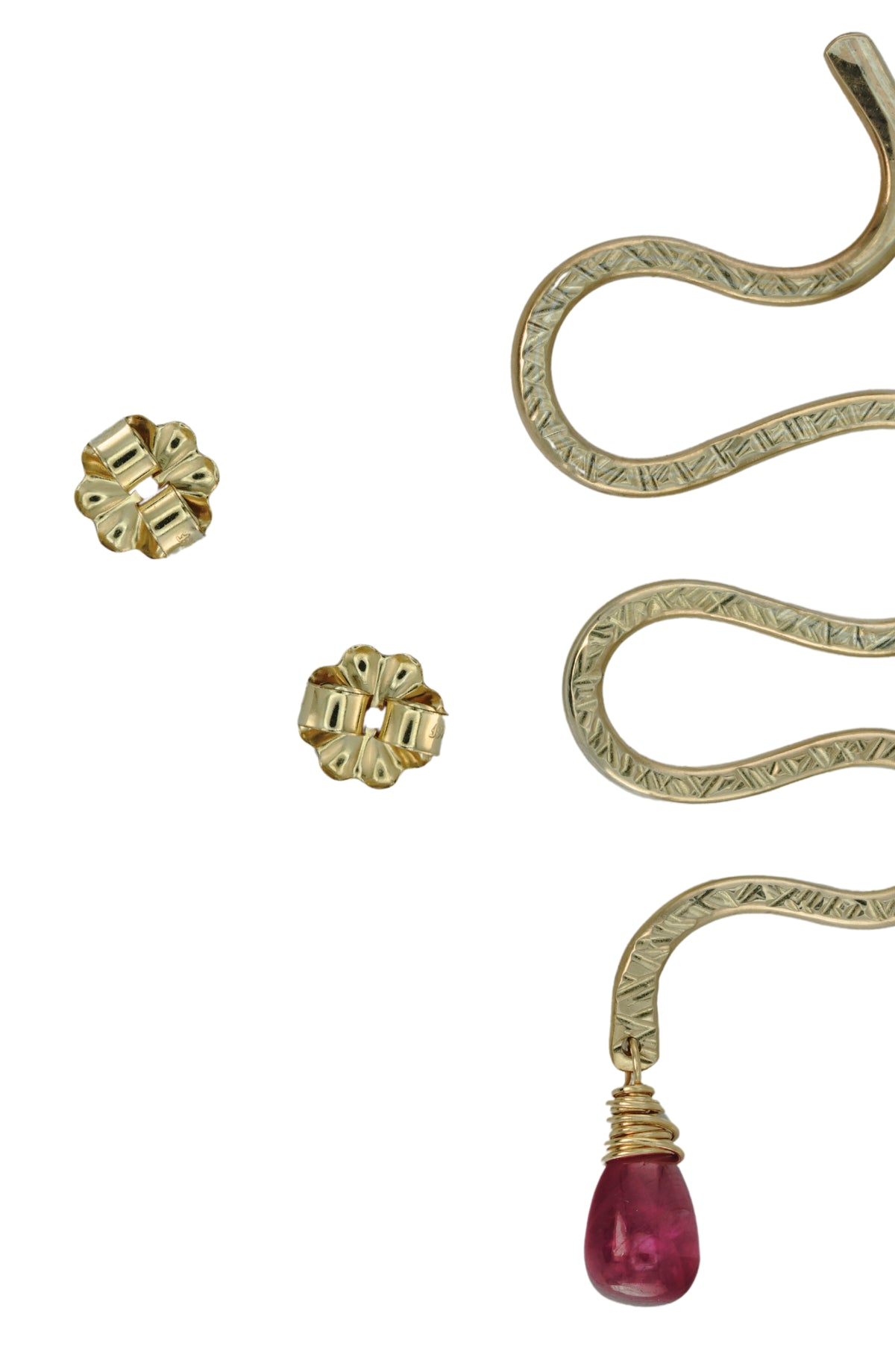 Serpent Earrings with Ruby, view 3