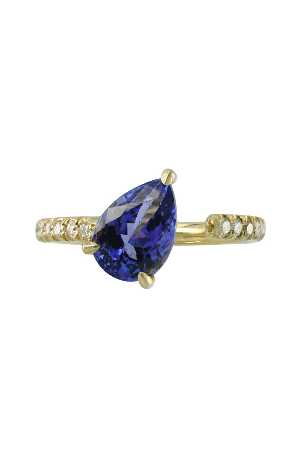 Tanzanite Prong Ring with Diamonds in 18k gold, view 7