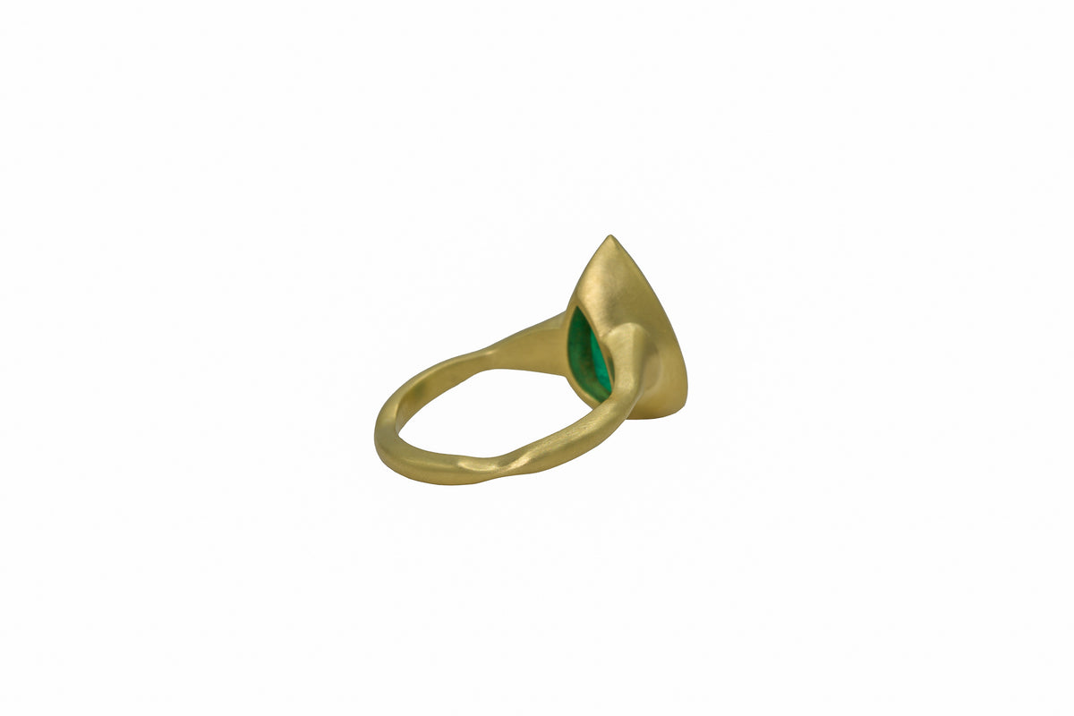 Teardrop Zambian Emerald Ring, view 2