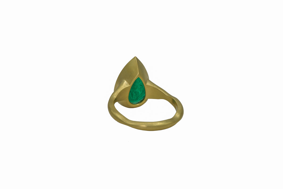 Teardrop Zambian Emerald Ring, view 3
