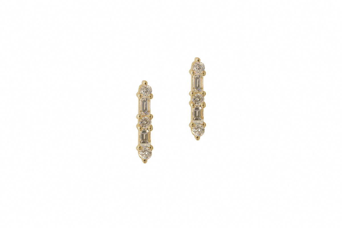 Baguette Studs in 14k yellow gold