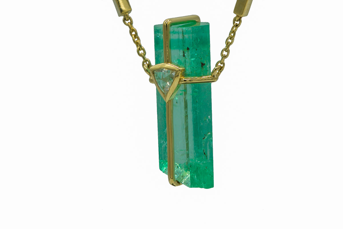 Raw Emerald Necklace, view 3