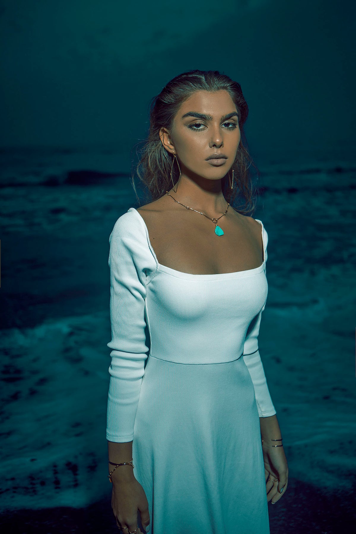 Turquoise Link Necklace in 14k gold filled, view 3
