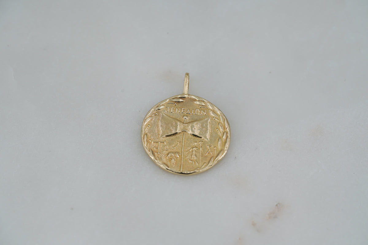 Hera and Zeus Coin Pendant in 14k gold, view 6