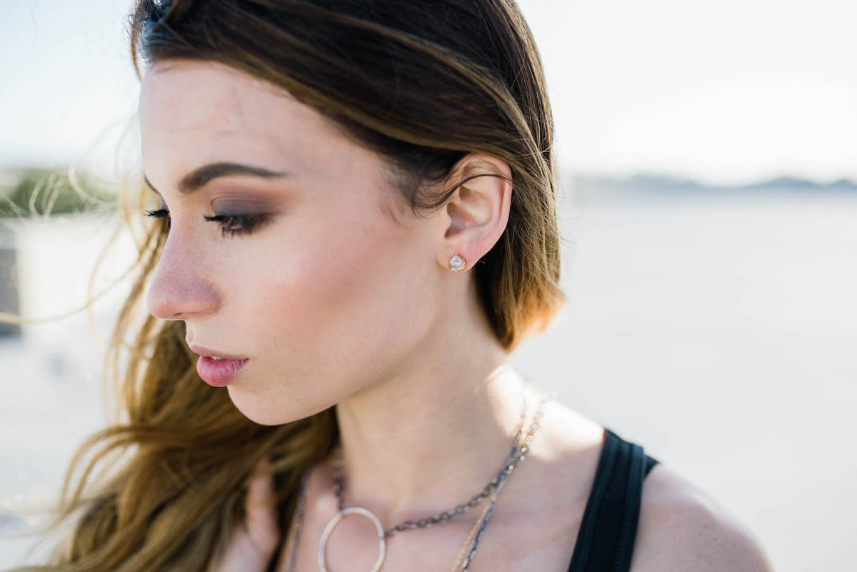 Herkimer Studs in 14k gold filled, view 3