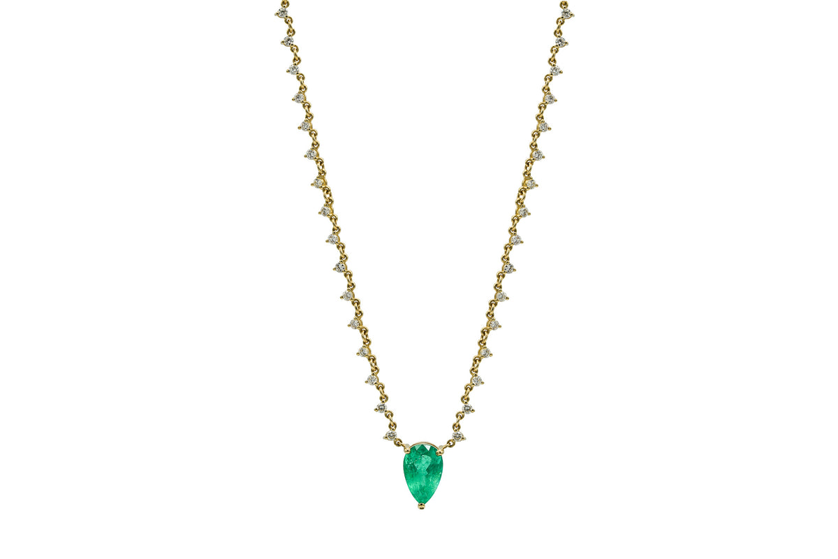 Colombian Emerald Eternity Diamond Necklace