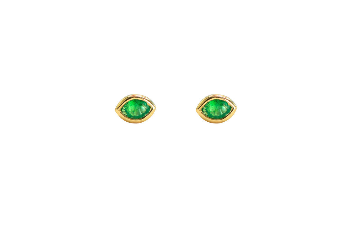 Marquise Emerald Studs