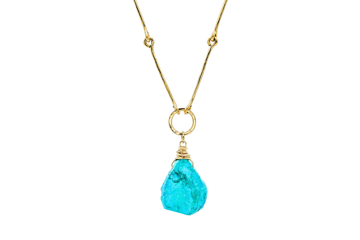 Turquoise Link Necklace in 14k gold filled