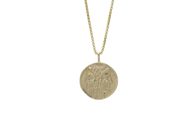 Hera and Zeus Coin Pendant in 14k gold, view 2