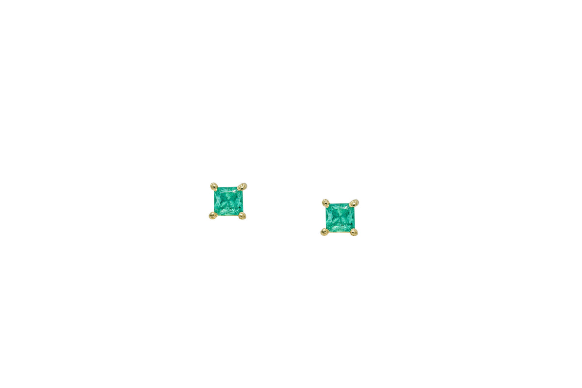 Zambian Emerald Studs in 18k gold