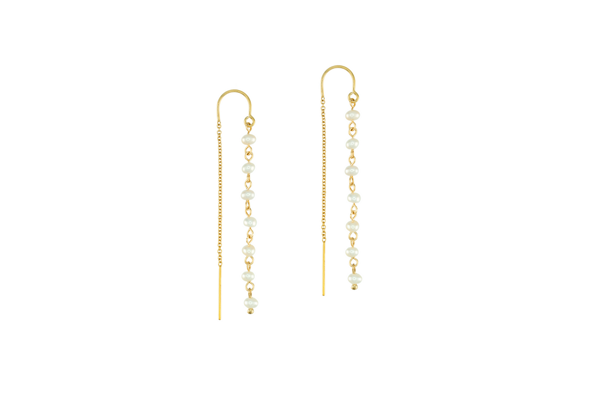 Pearl Drop Threaders in 14k gold filled, view 3