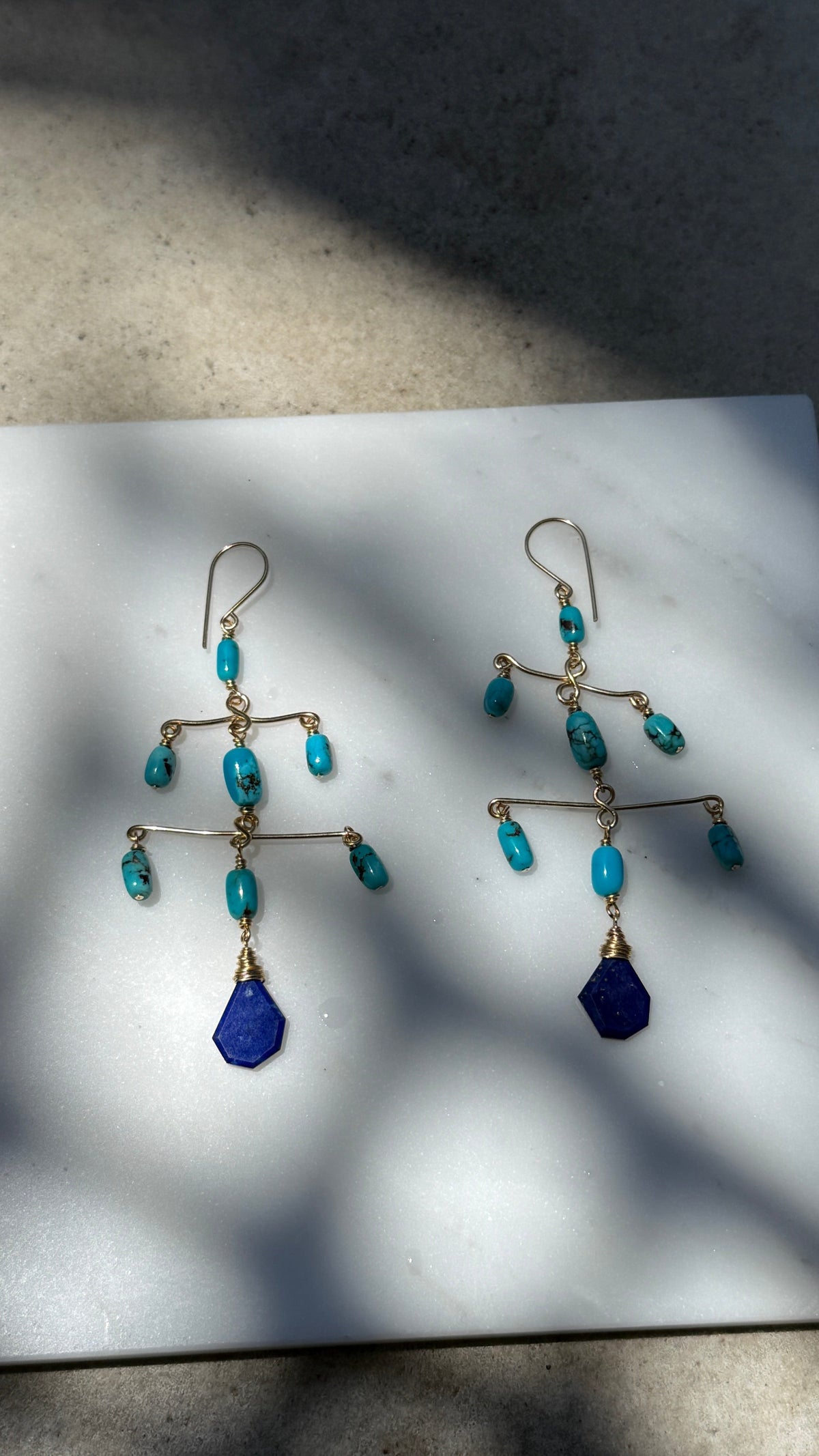 Turquoise and Lapis Chandelier Earrings, The One Collection piece 8 of 30