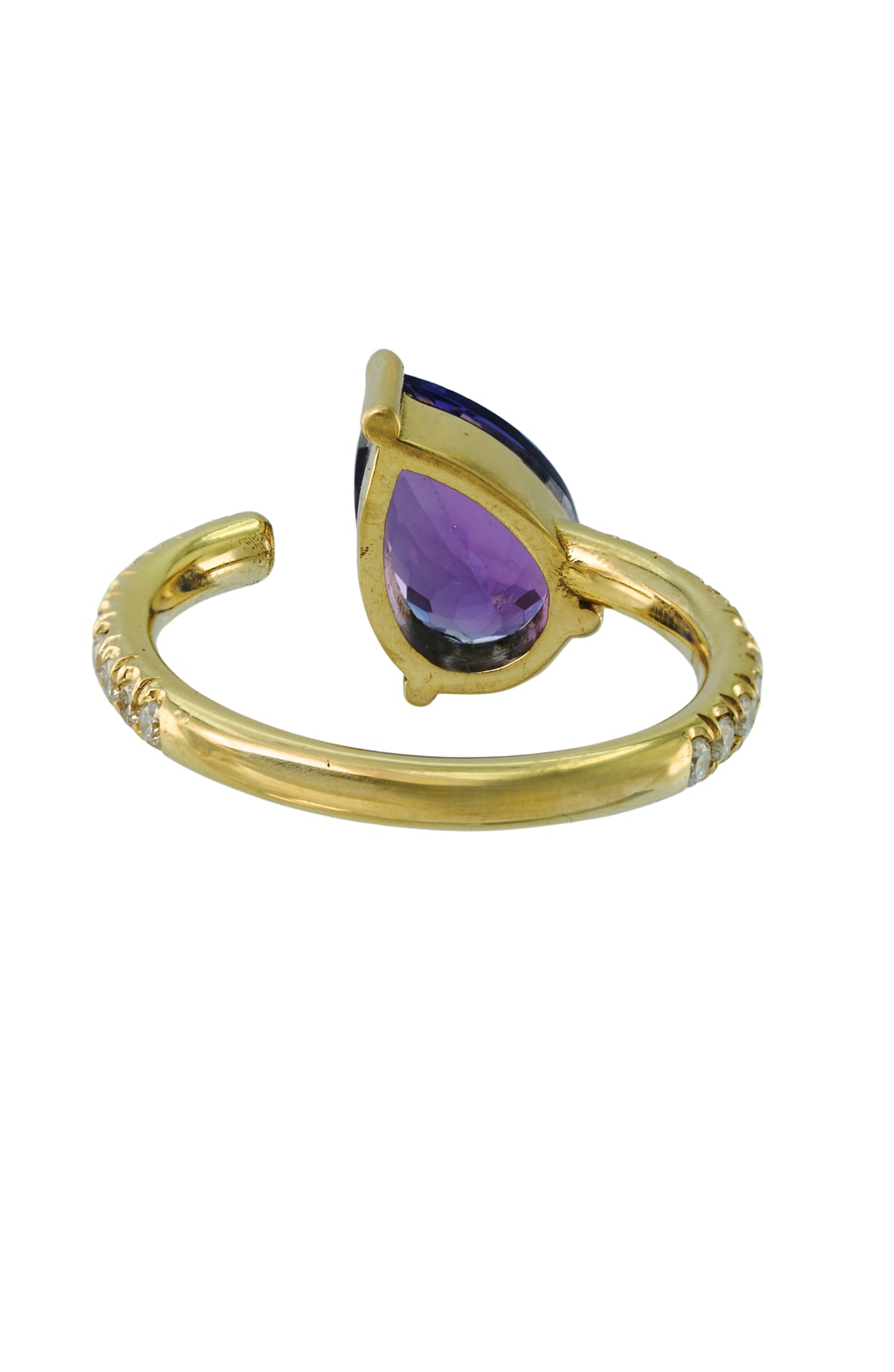 Tanzanite Prong Ring with Diamonds in 18k gold, view 5