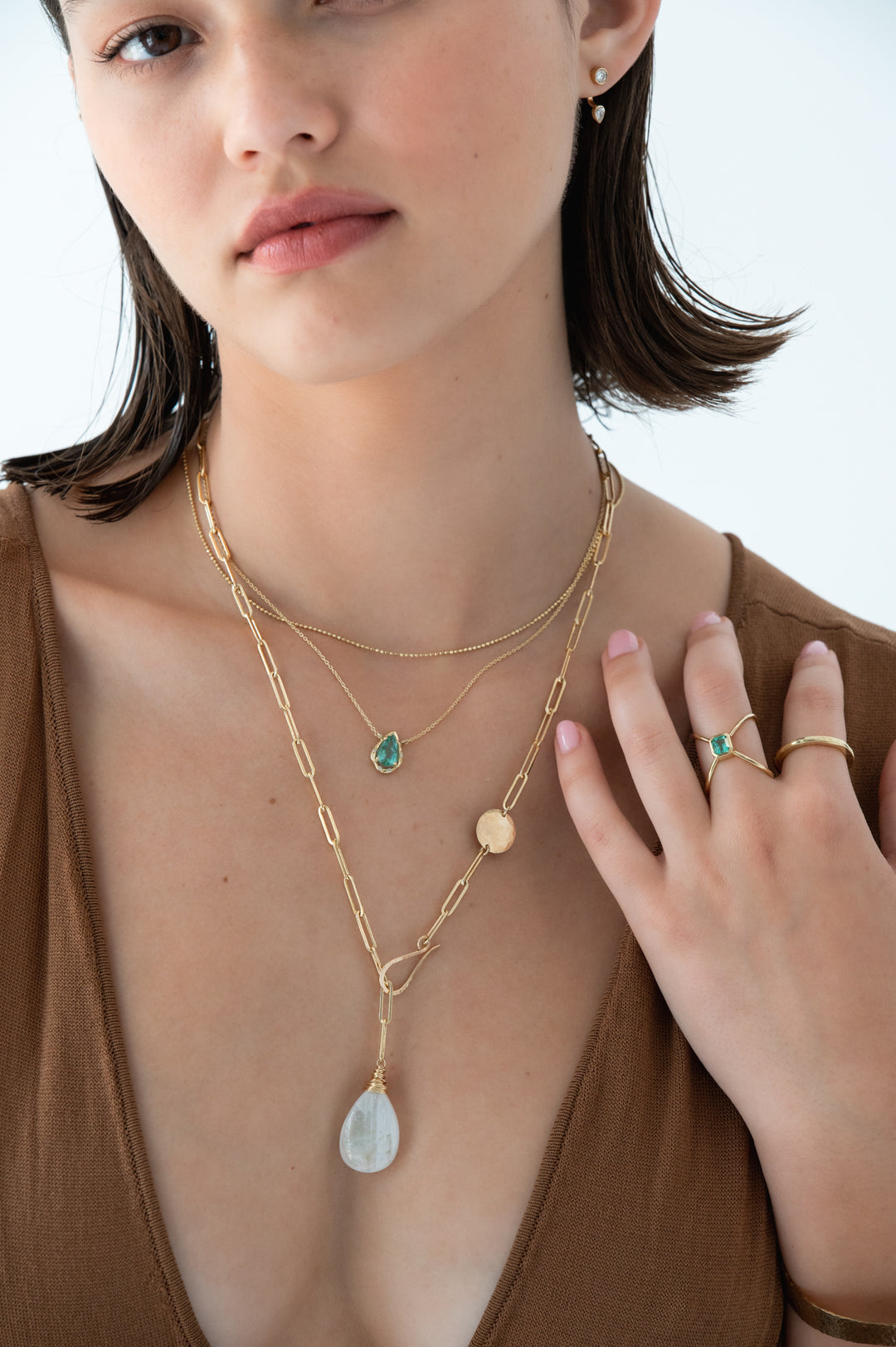 Teardrop Colombian Emerald Necklace – ALBISIA - Main Image