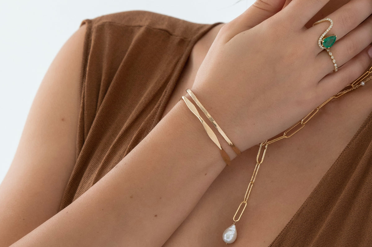 Simpli Cuff, scallop hammered