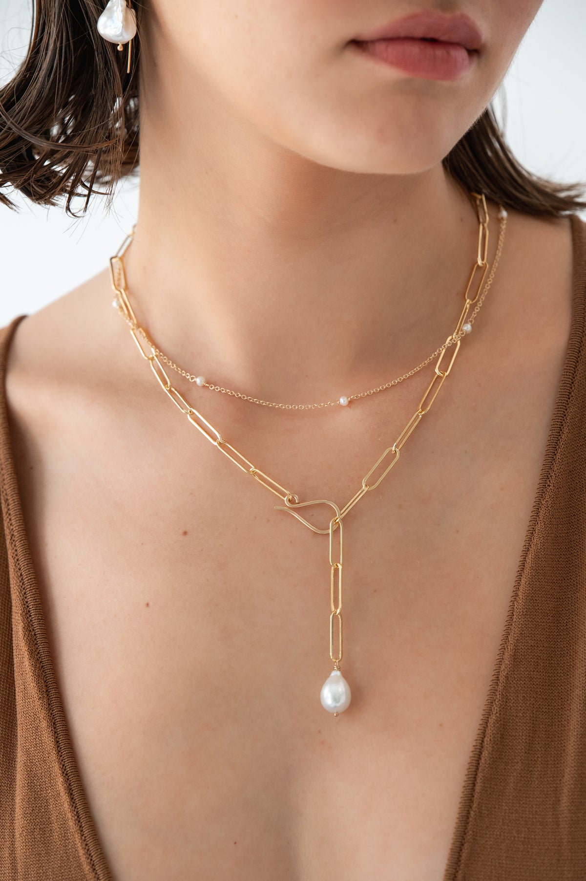 Pearl Necklace in 14k gold, view 2