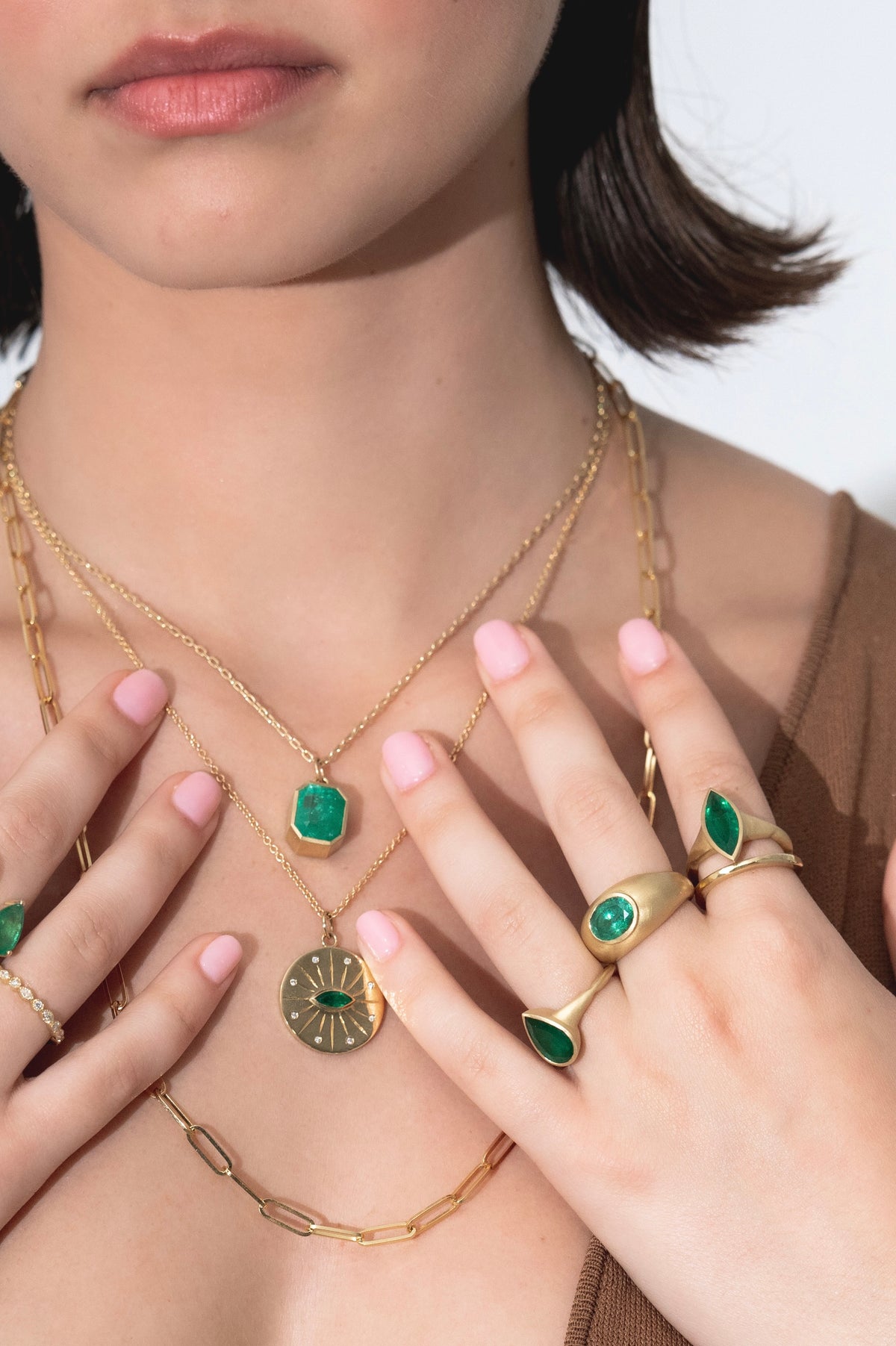 Oval Emerald Ring, worn on model