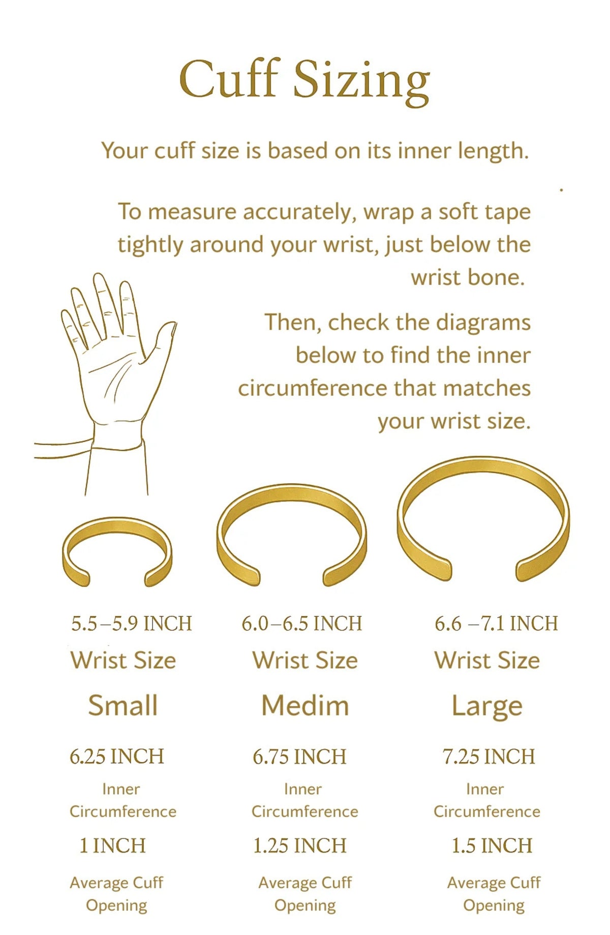 Cuff sizing guide