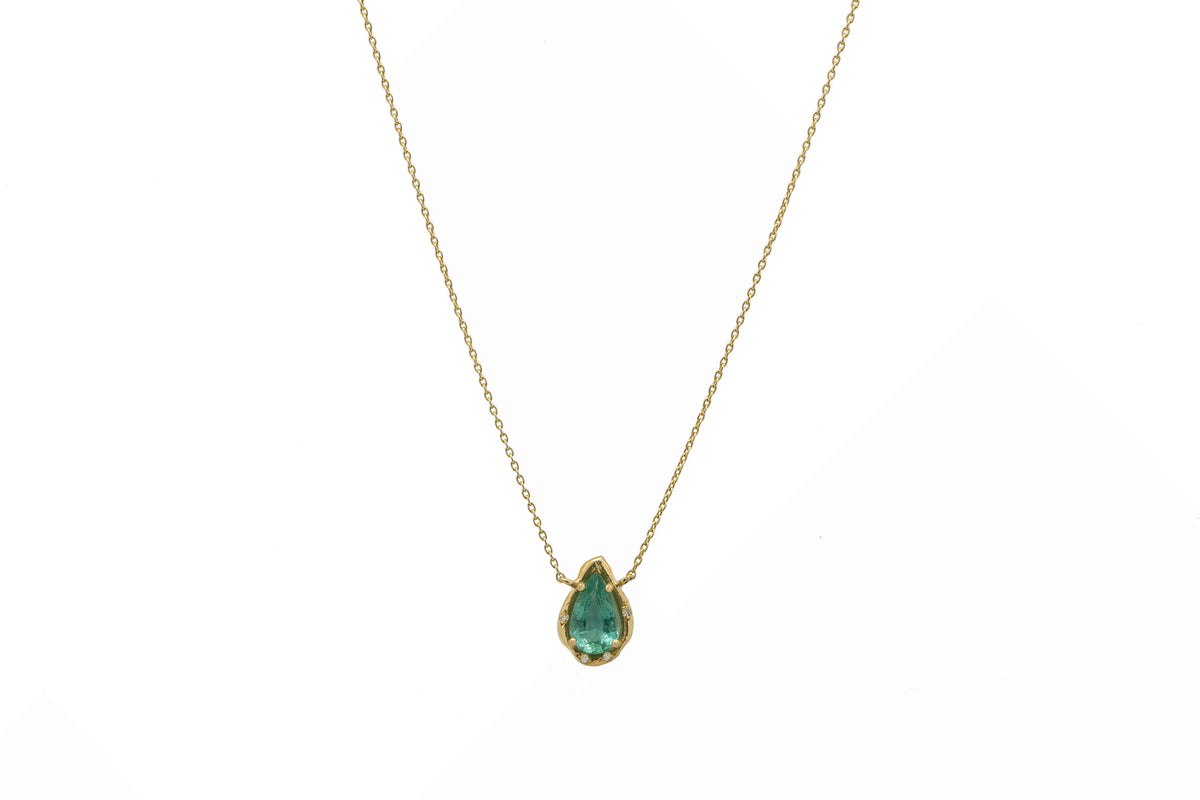 Teardrop Colombian Emerald Necklace