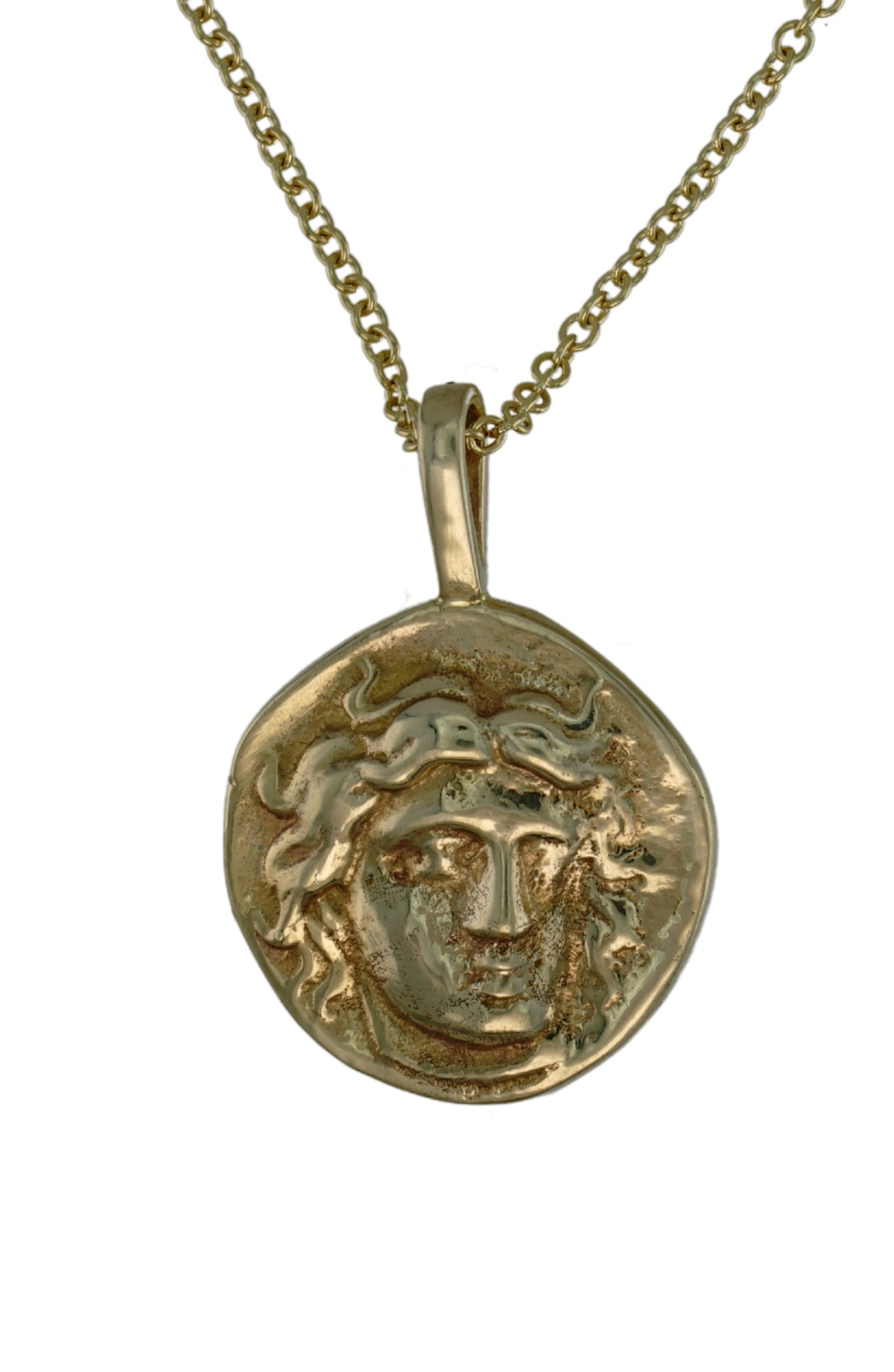 Helios Coin Pendant in 14k gold, view 3