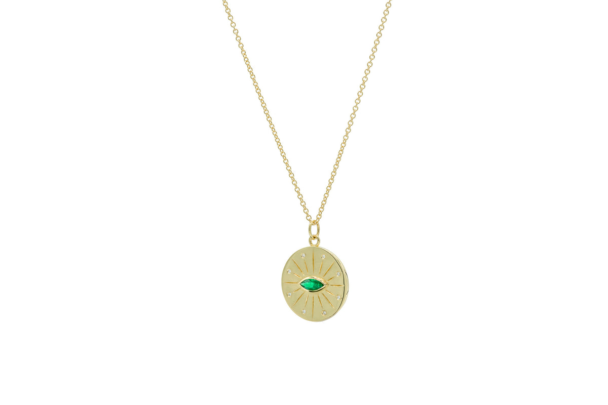 Mati Emerald Medallion Necklace, view 4