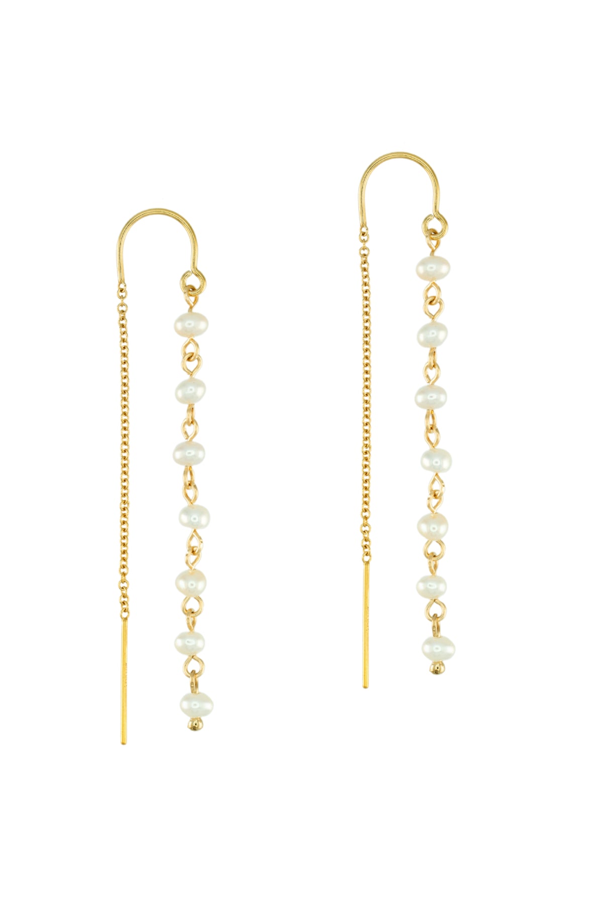 Pearl Drop Threaders in 14k gold filled