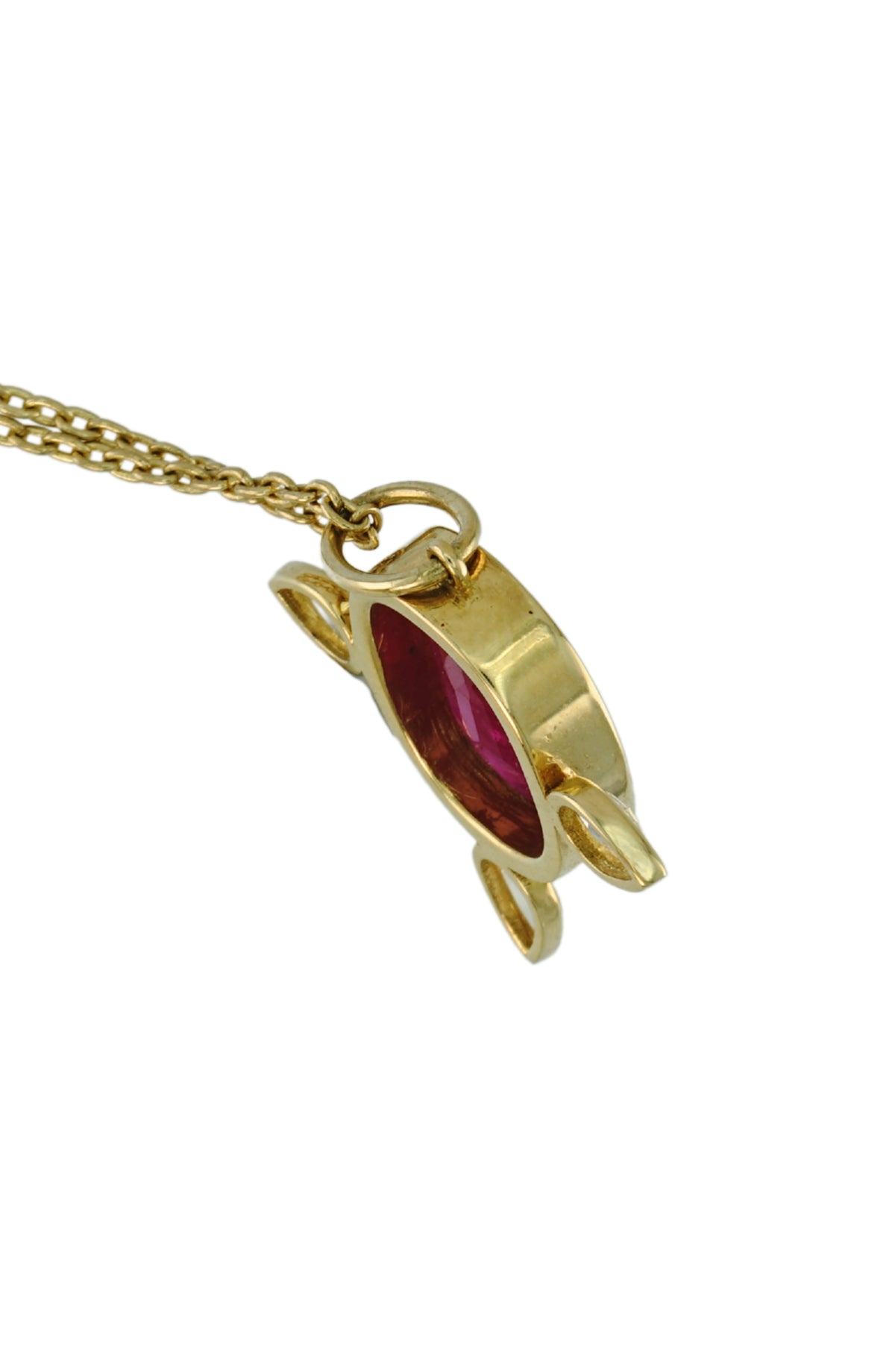 Ruby Bezel Necklace with Diamonds in 18k gold, view 4