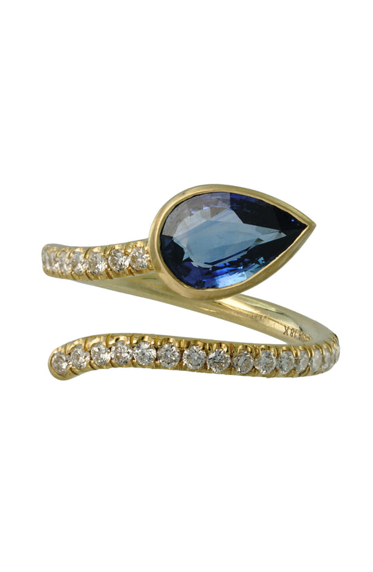 Sapphire Serpent Ring with Diamonds