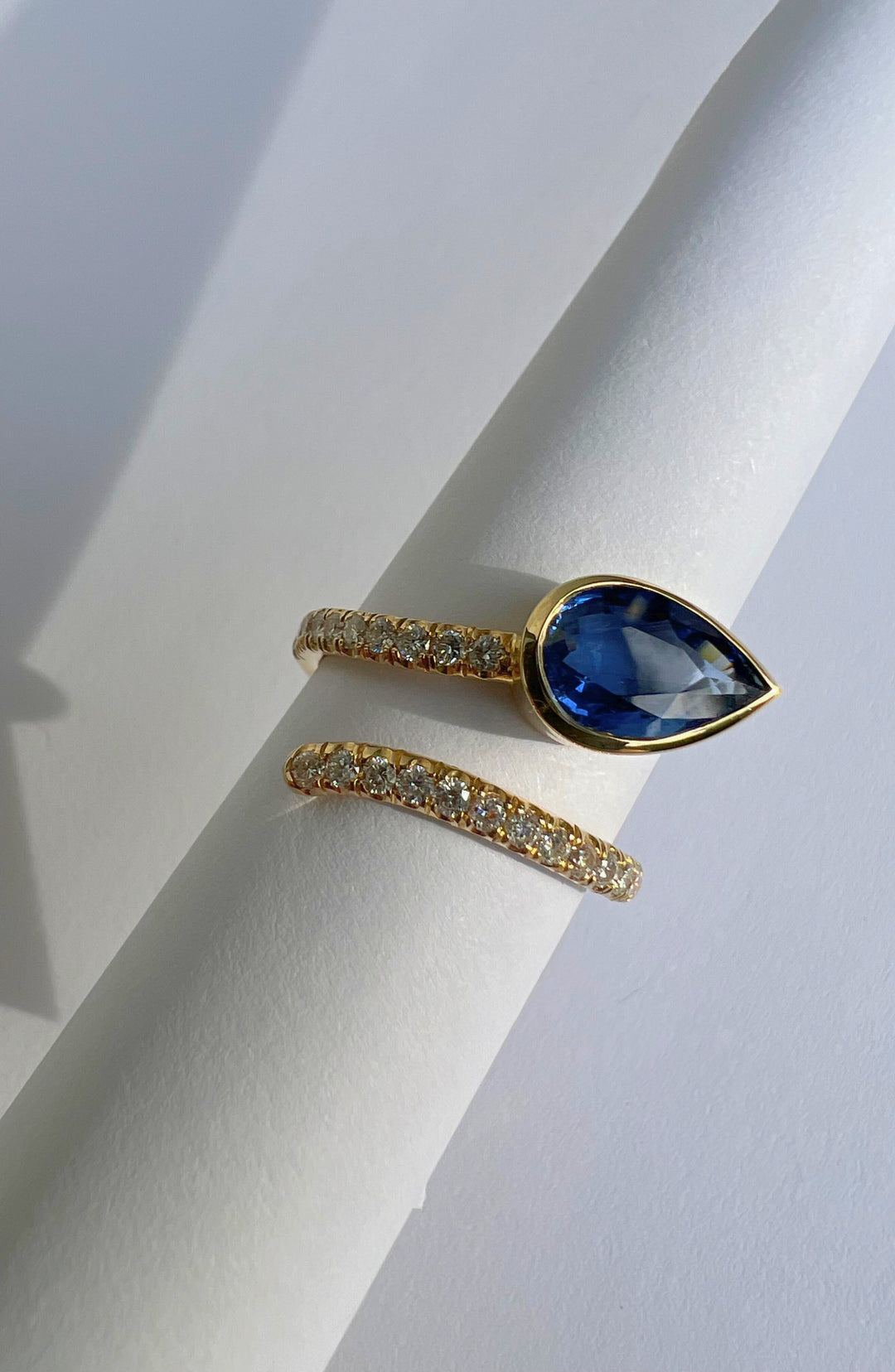 Sapphire Serpent Ring with Diamonds