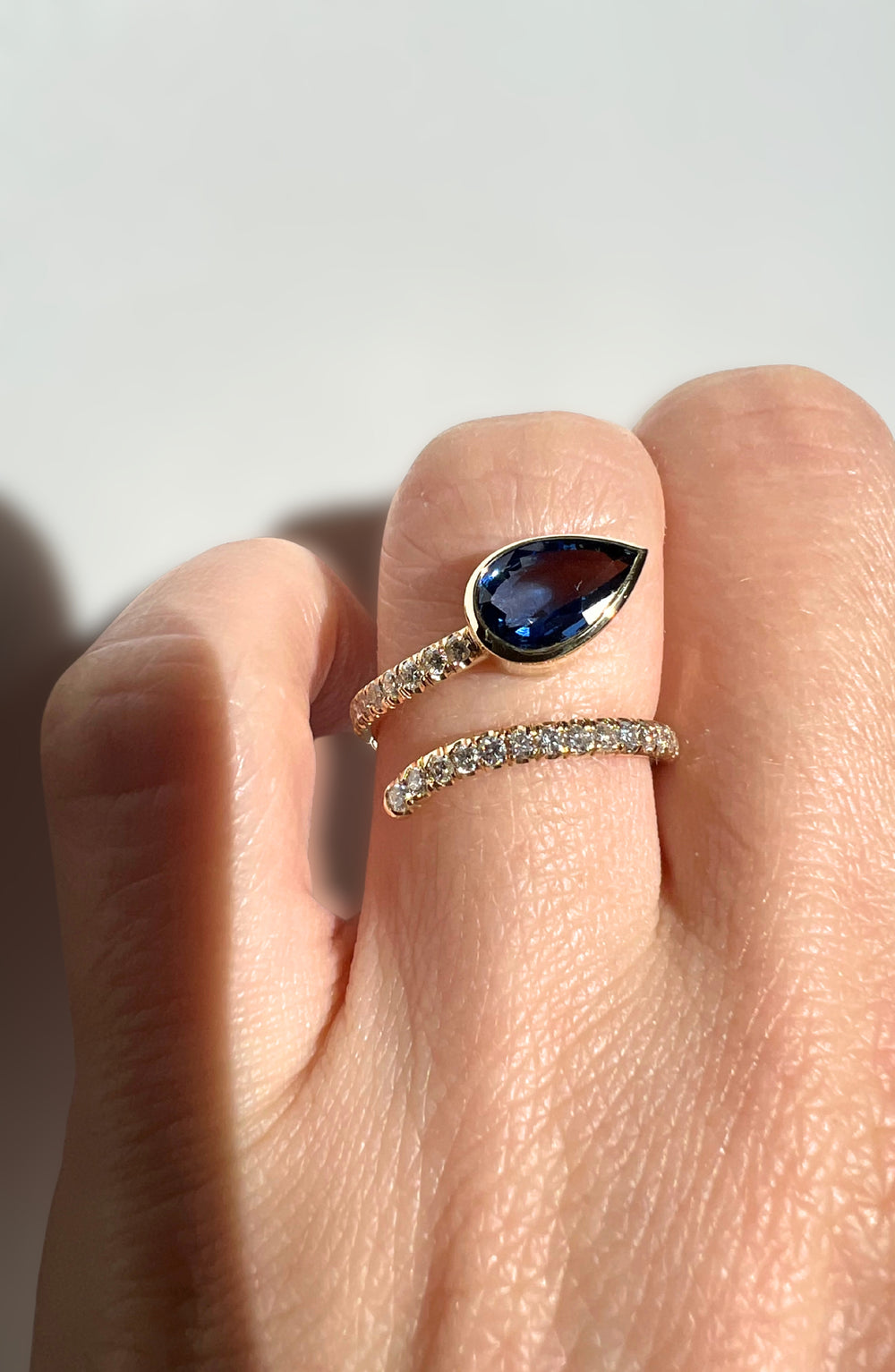 Sapphire Serpent Ring with Diamonds