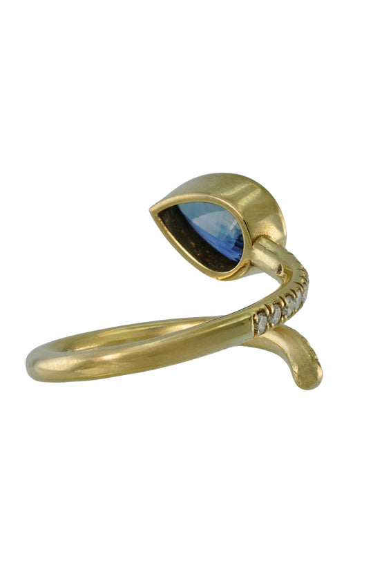 Sapphire Serpent Ring with Diamonds