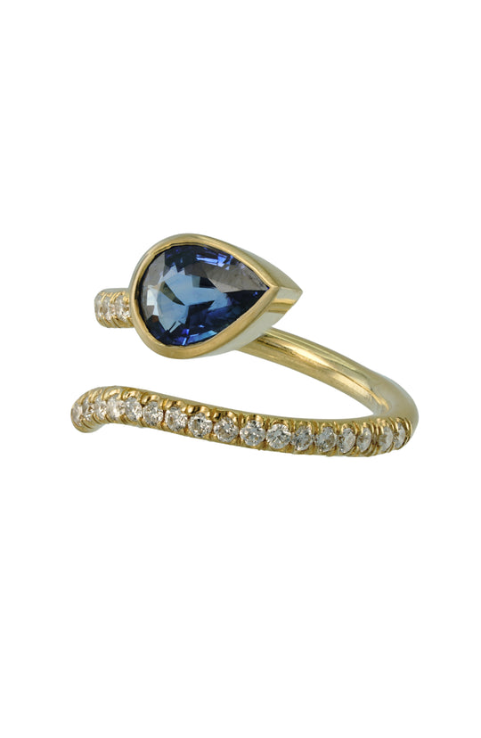 Sapphire Serpent Ring with Diamonds