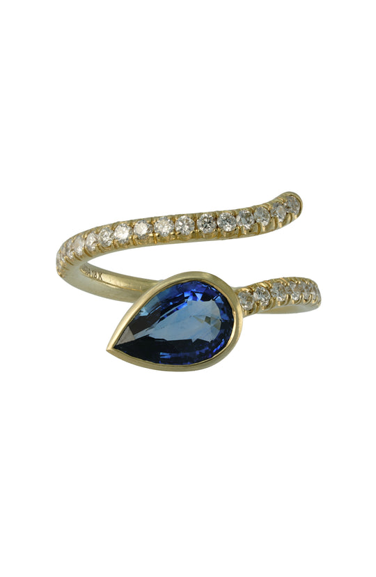 Sapphire Serpent Ring with Diamonds