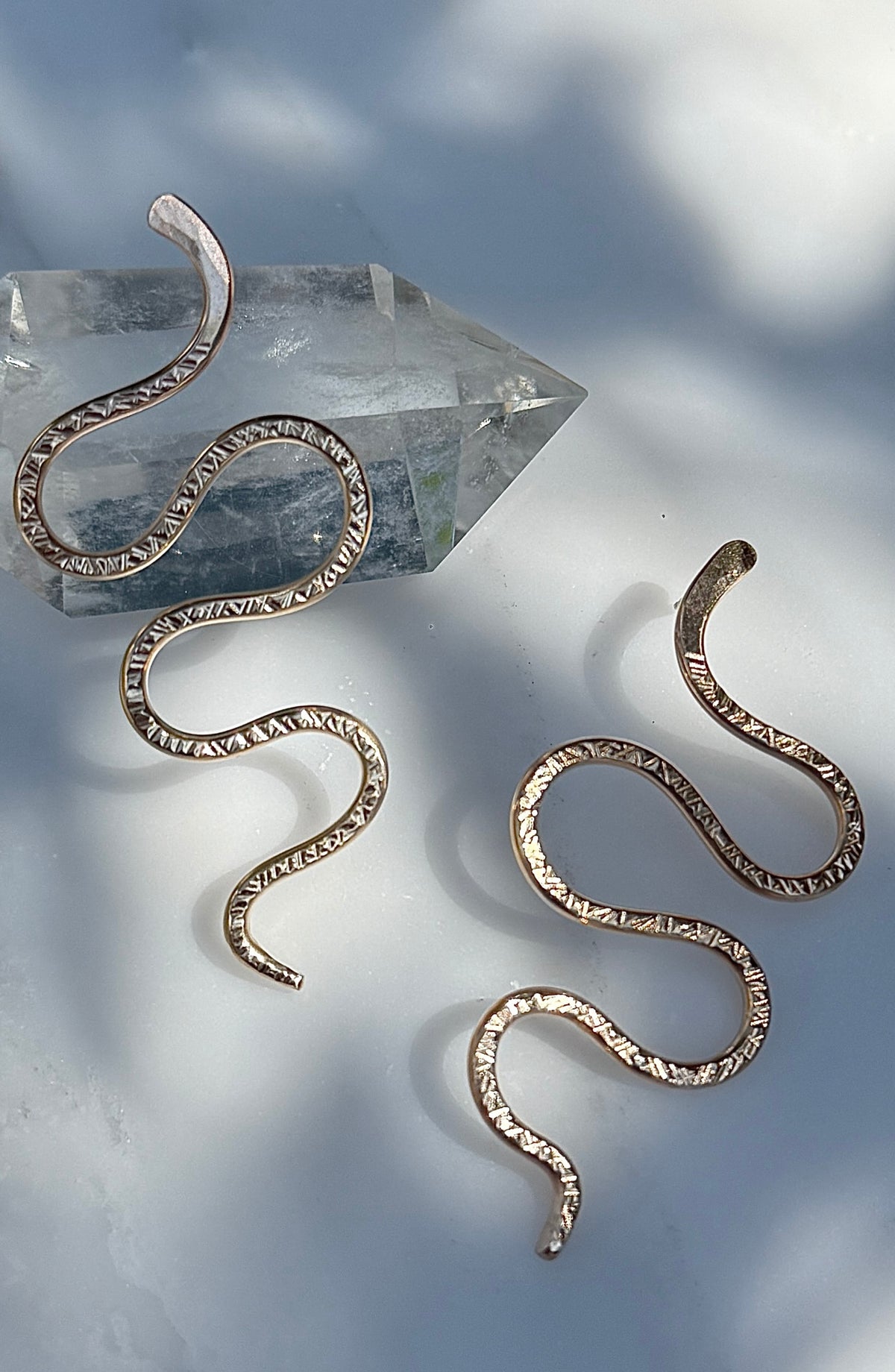 Serpent Earrings in 14k gold filled, view 2