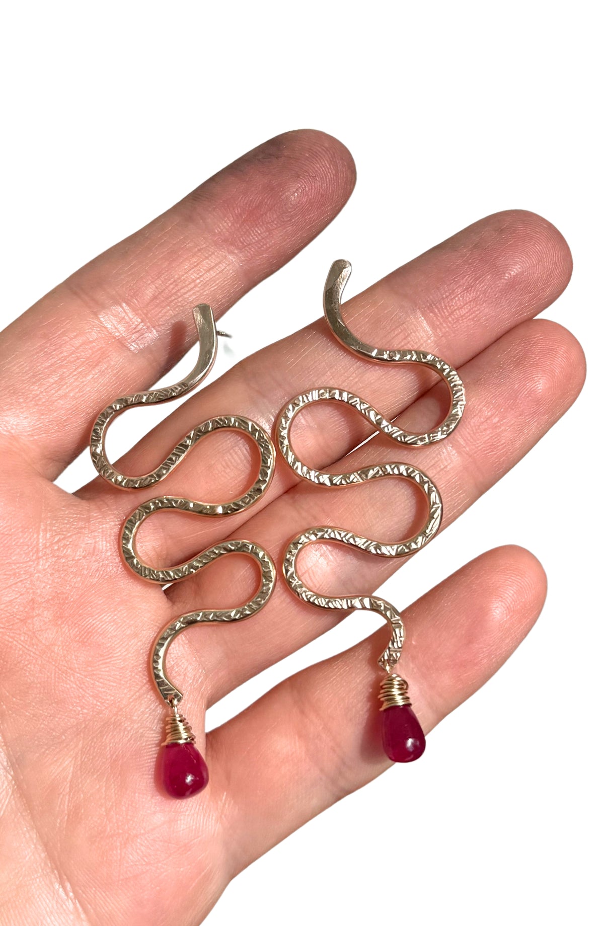 Serpent Earrings with Ruby, view 4