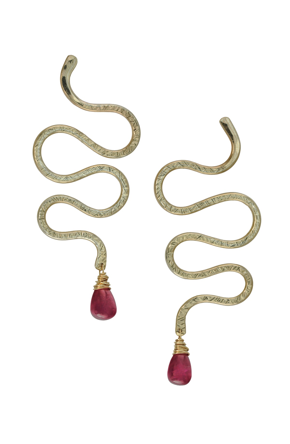 Serpent Earrings with Ruby