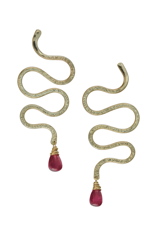 Serpent Earrings with Ruby