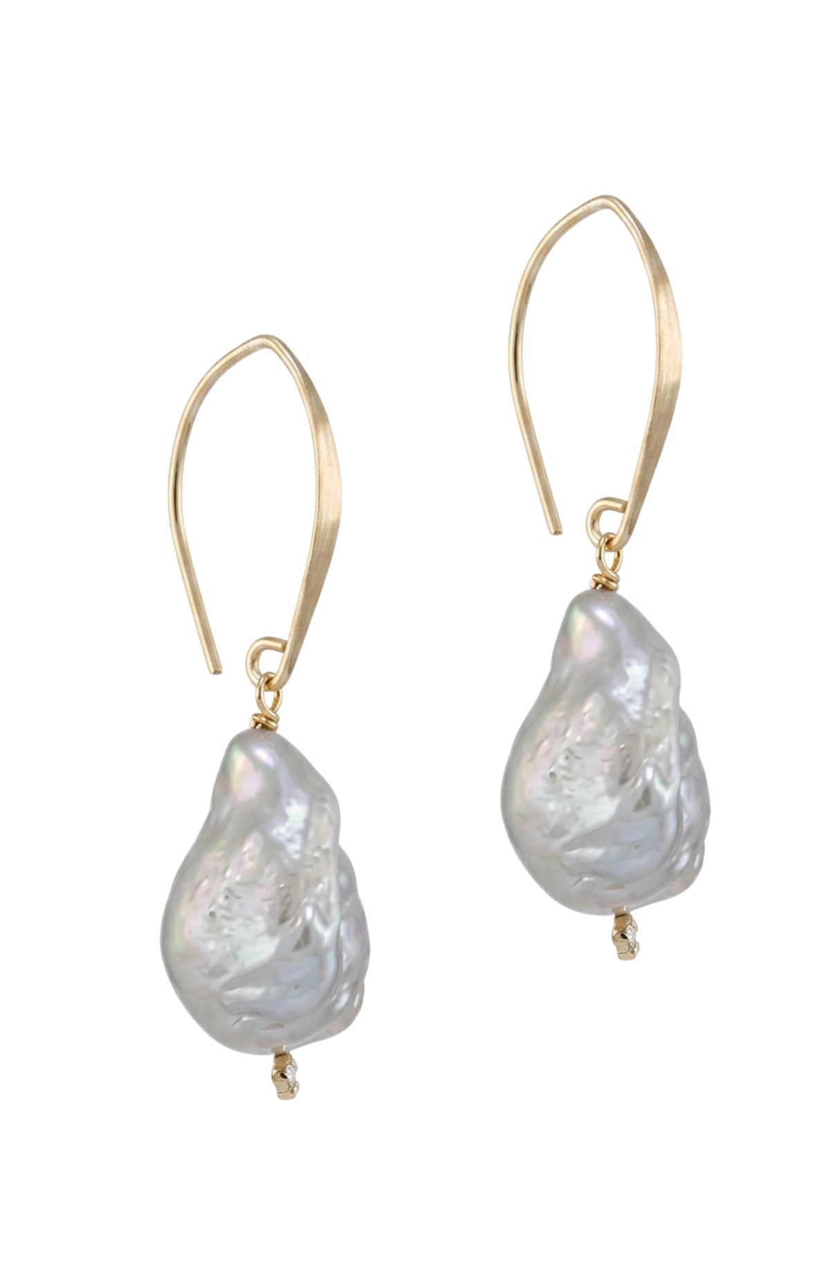 Silver Baroque Pearl Earrings, view 2