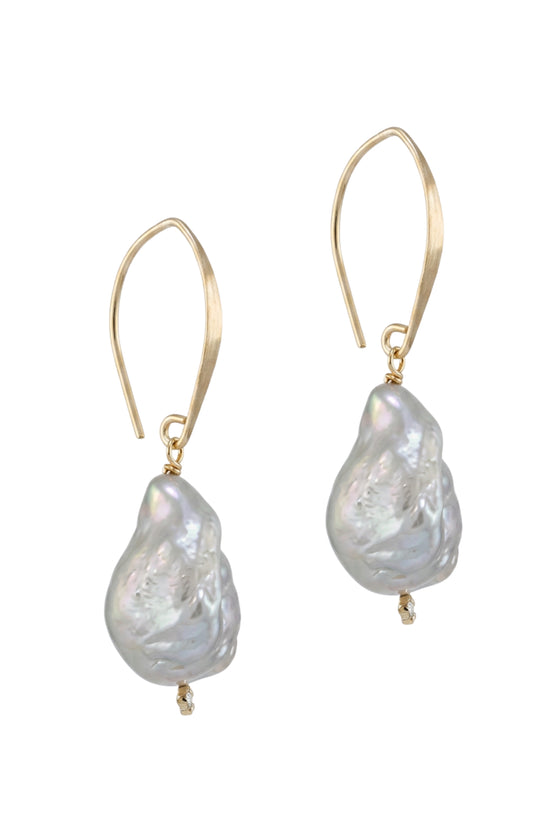 Silver Baroque Pearl Earrings