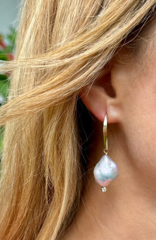 Silver Baroque Pearl Earrings