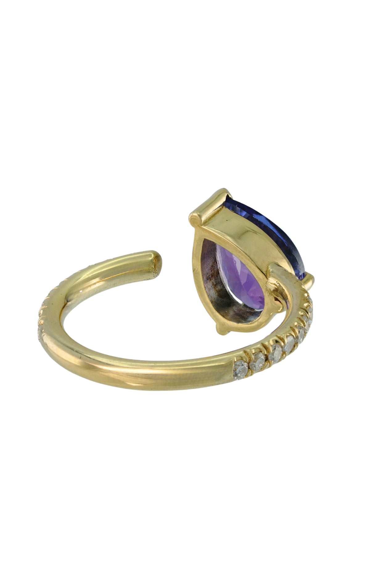 Tanzanite Prong Ring with Diamonds in 18k gold, view 2