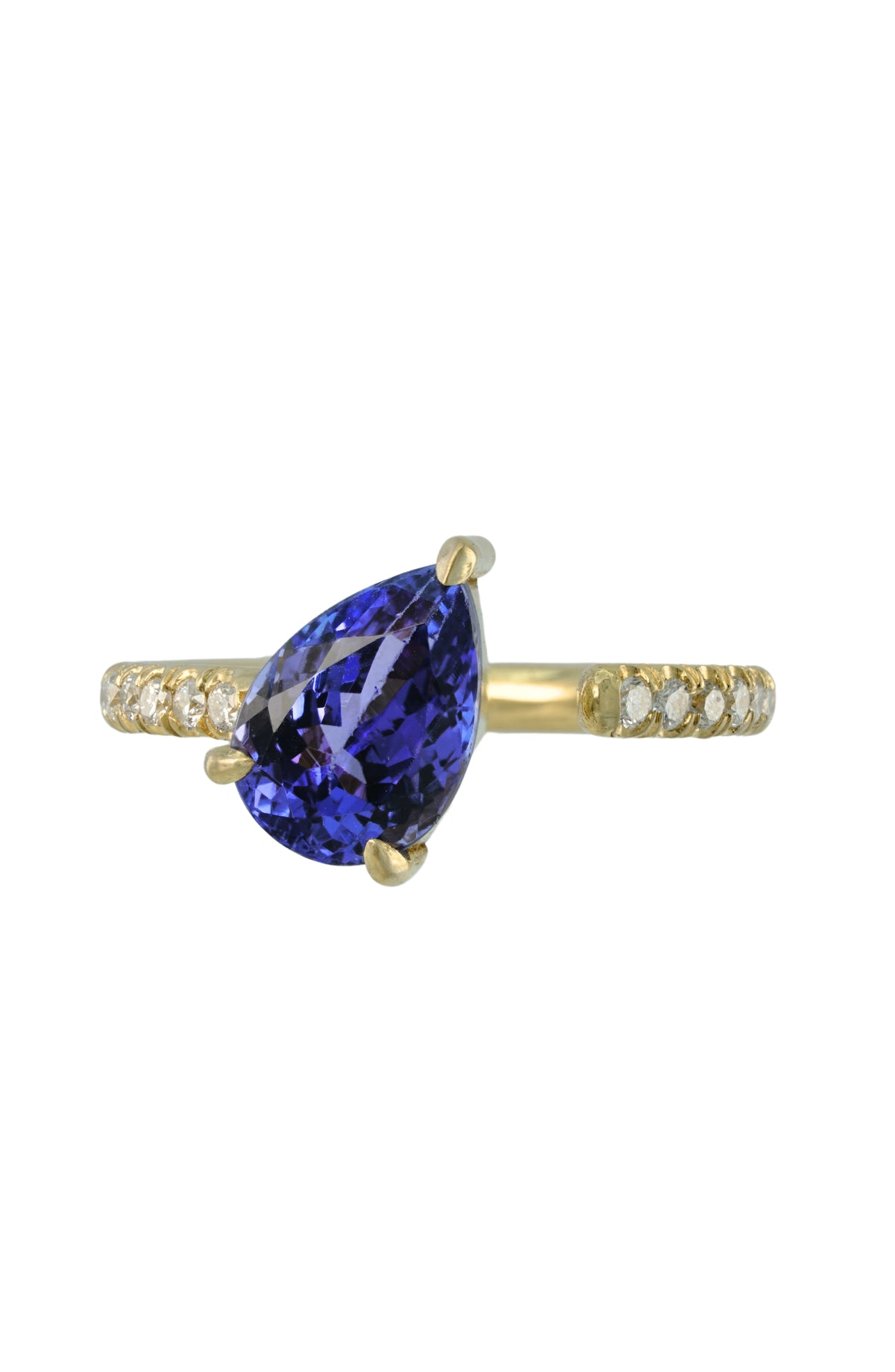 Tanzanite Prong Ring with Diamonds in 18k gold